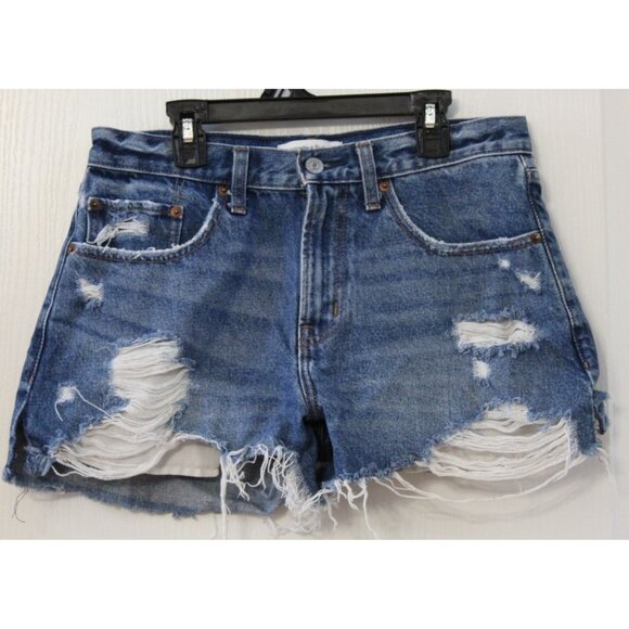 Abercrombie & Fitch The Boyfriend Short Mid Rise Distressed Raw Hem Size 27/4 - Picture 1 of 7